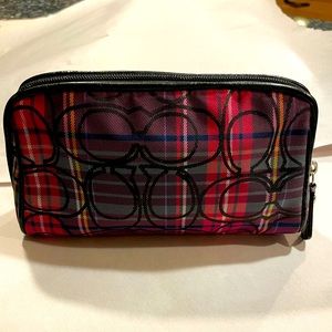 Coach plaid Pink Cosmetic bag